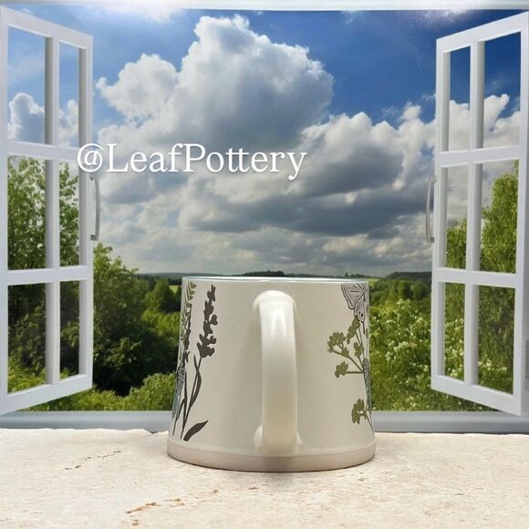 Gray/Blue Butterflies in Spring Beige Ceramic 18oz Mug - Picture 5 of 10